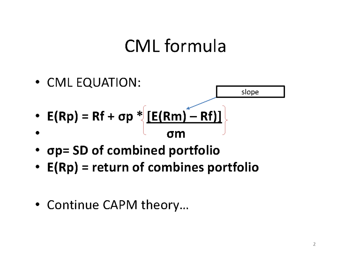 Cal Cml Equation – Capital Market Line (Definition, Formula) – EFDYEQ