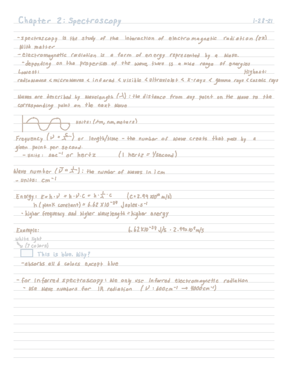 Chapter 2 Lecture Notes Spectroscopy, MS, NMR, IR Chapter 2 spectroscopy 128 spectroscopy