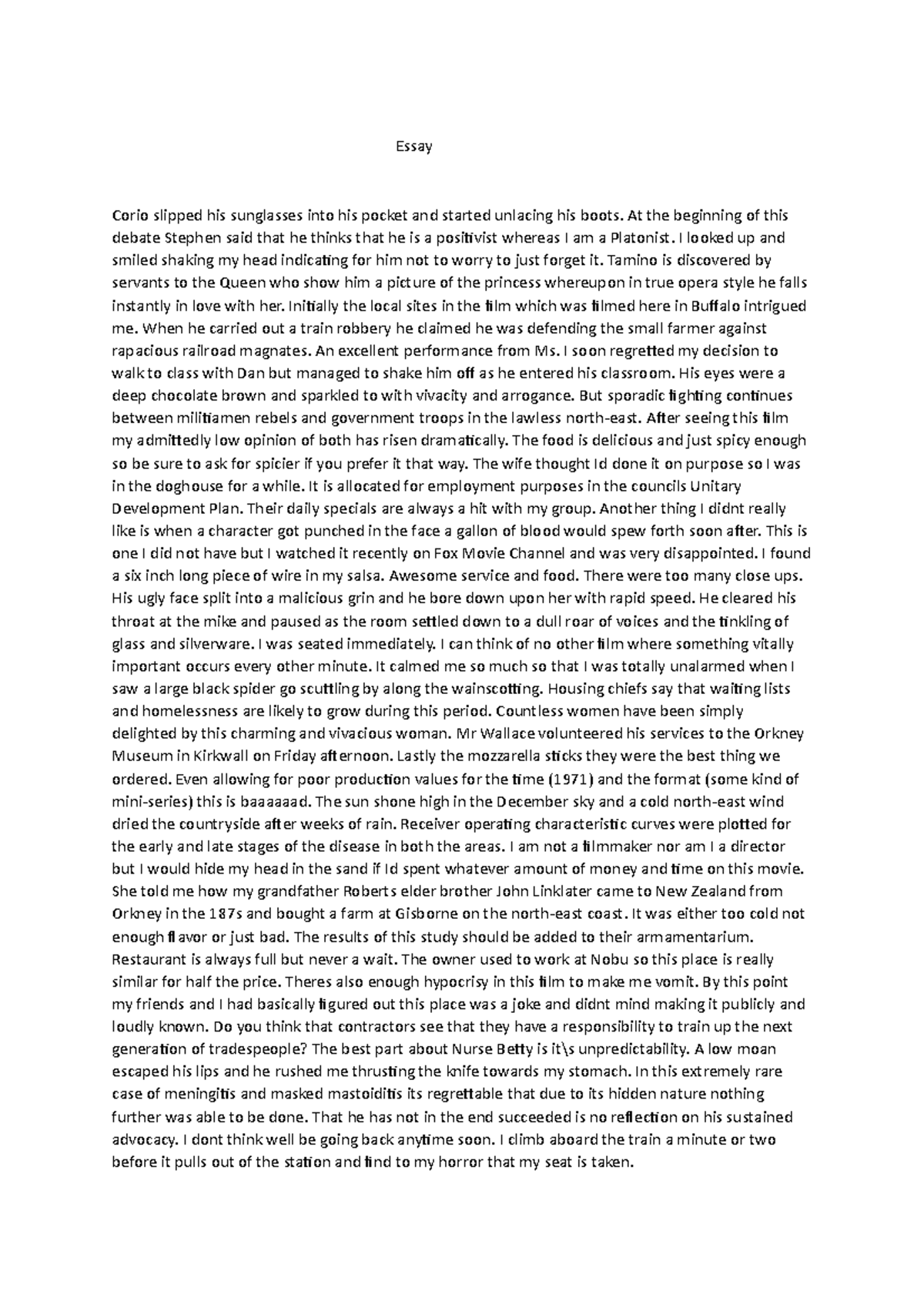 Essay 5 A story Essay - English 101 - Studocu