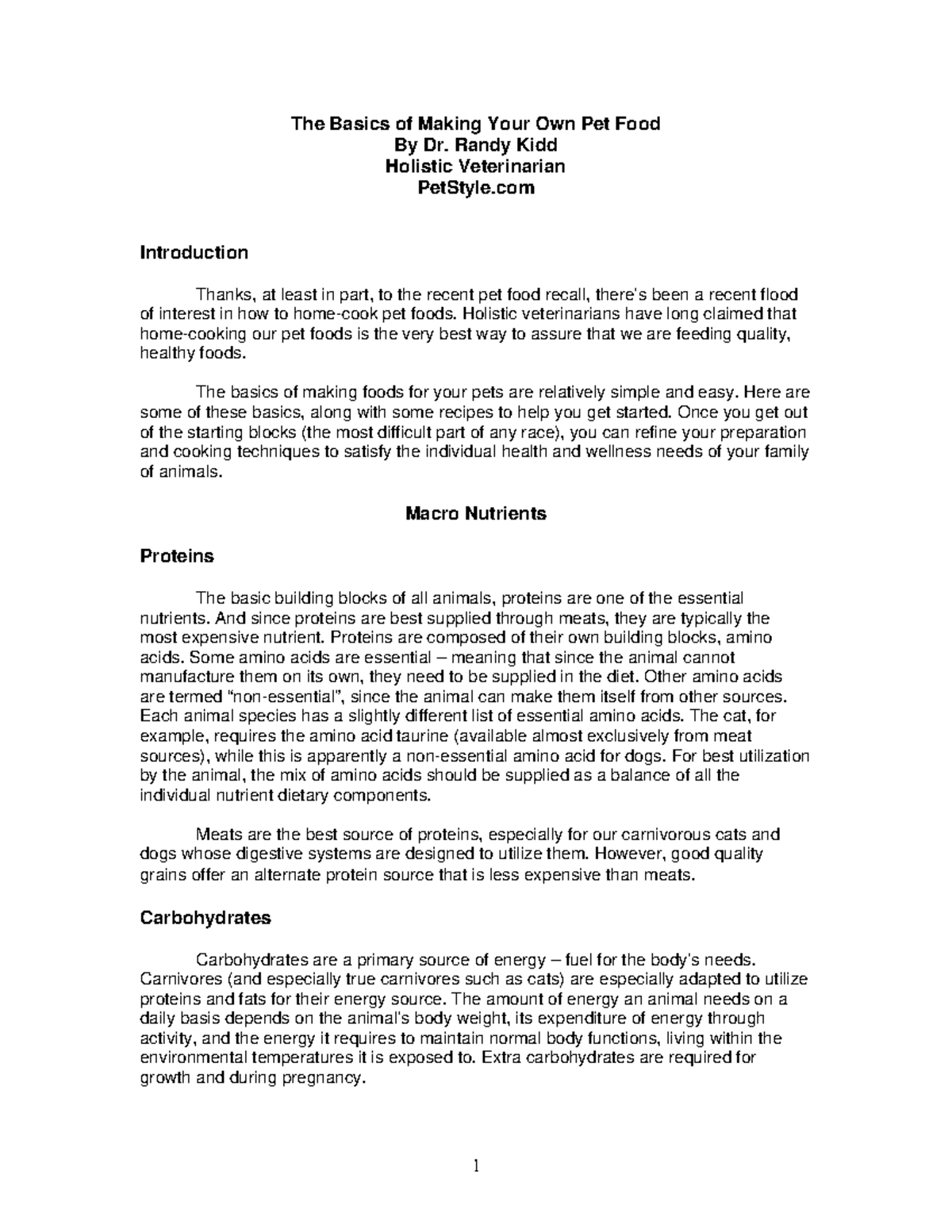 Pet Style Pet Food Recipes PDF Room The Basics of Making Your Own