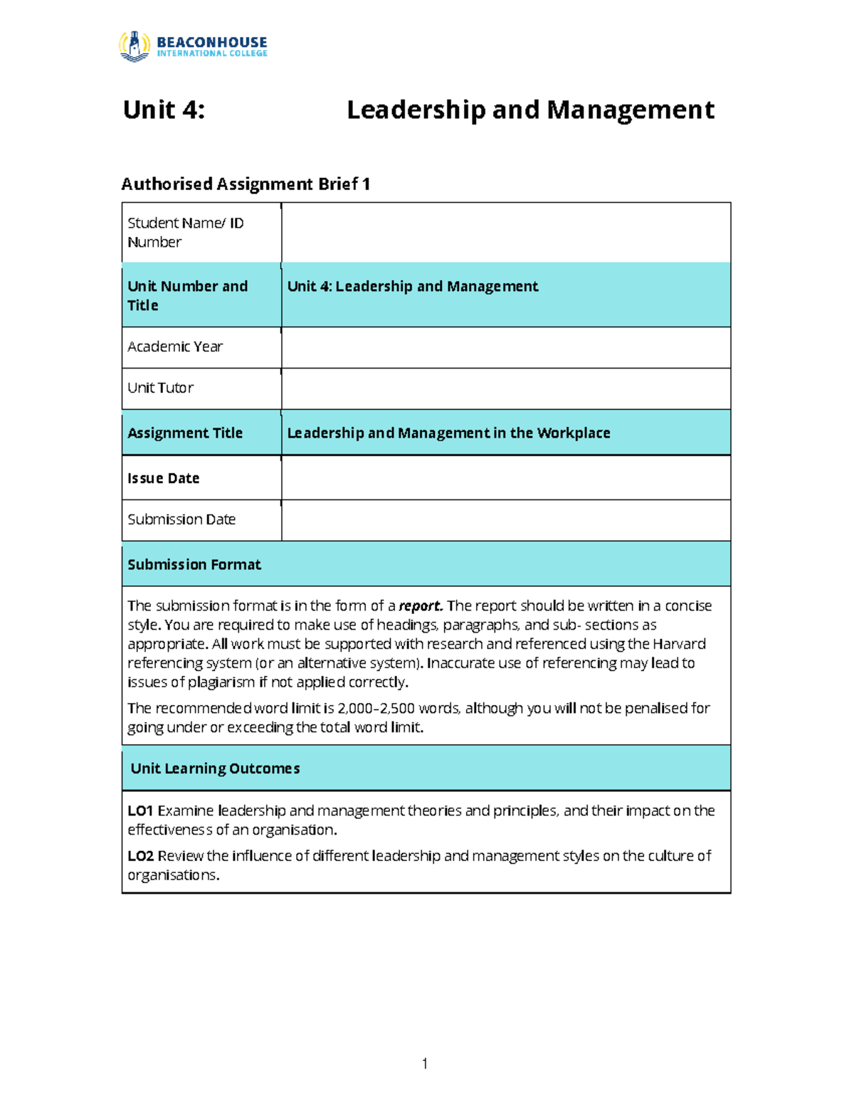 sample assignment on leadership and management