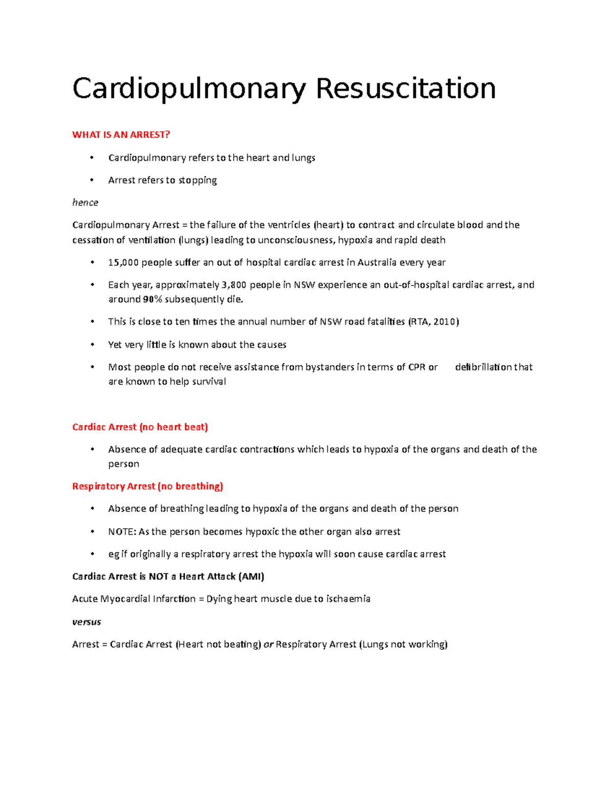 Cardiopulmonary Resuscitation - This is close to ten times the annual ...