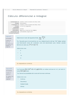 Modalidad De Exámenes Semana 3 Revisión Del Intento Calculo Diferencial ...