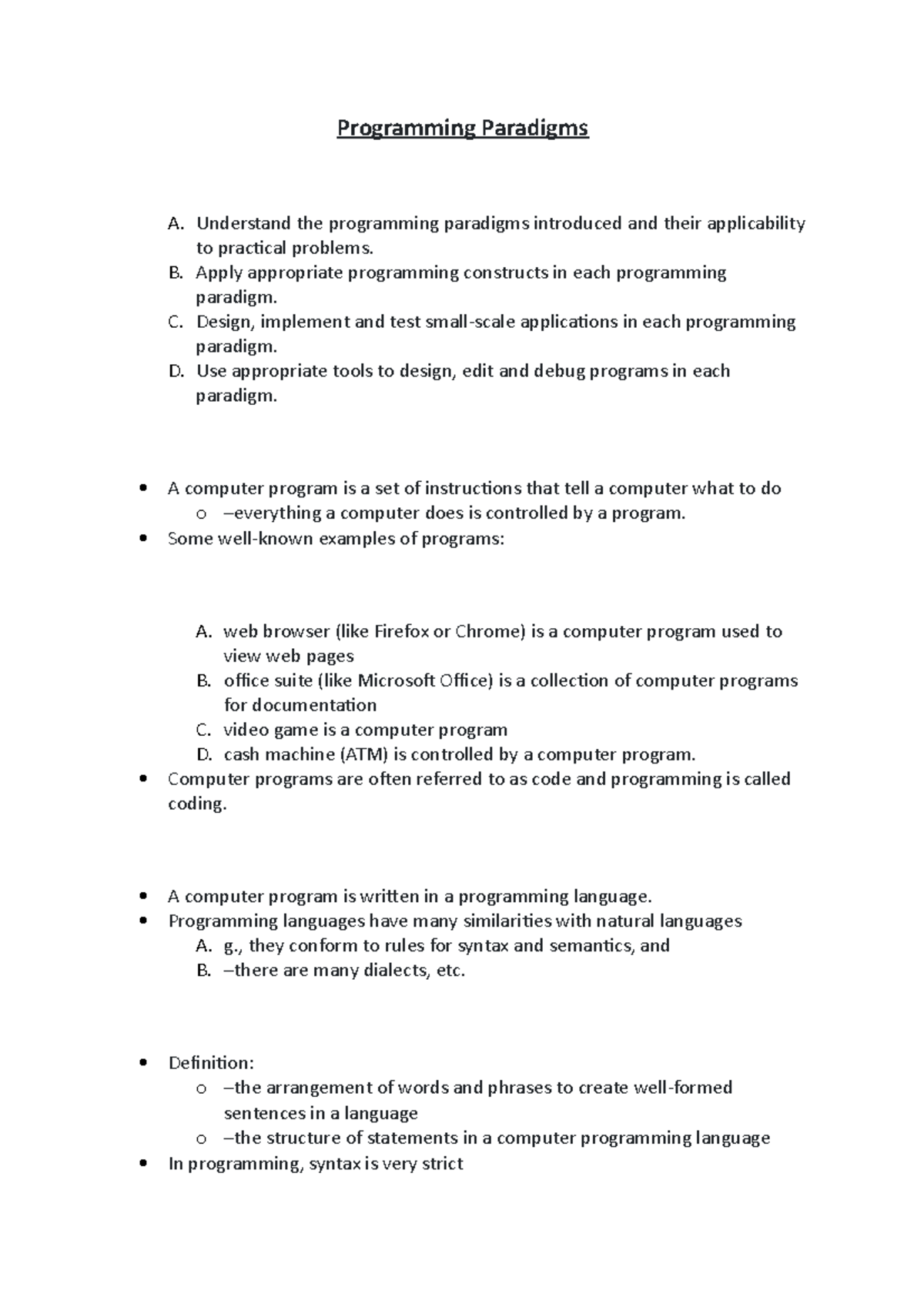 Programming Paradigms Lecture Notes 1 Programming Paradigms A