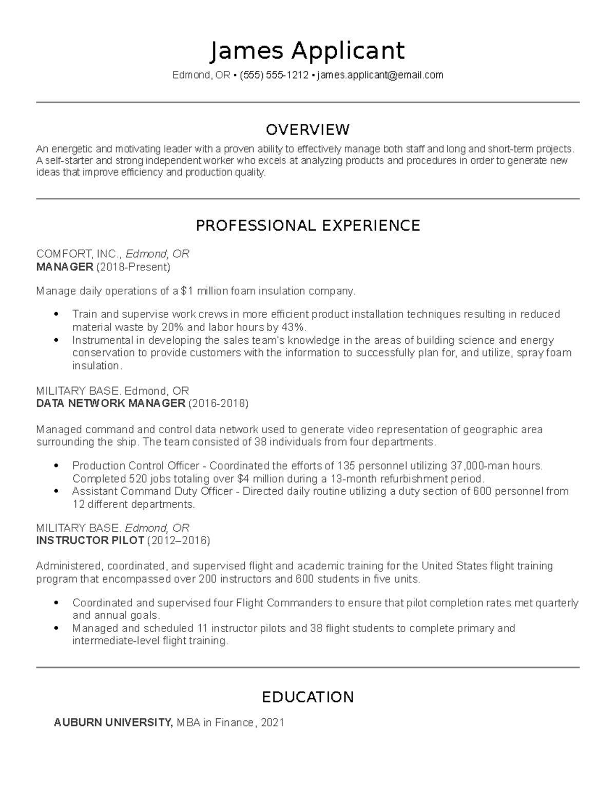 Template 3 - Notes - James Applicant Edmond, OR • (555) 555-1212 ...