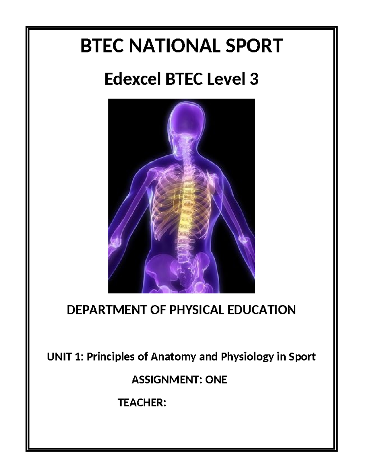 anatomy and physiology assignment 1