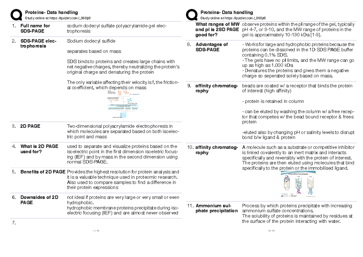 2. Quizlet Notes Proteins Data handling Study online at quizlet/_968jt Full name for SDS