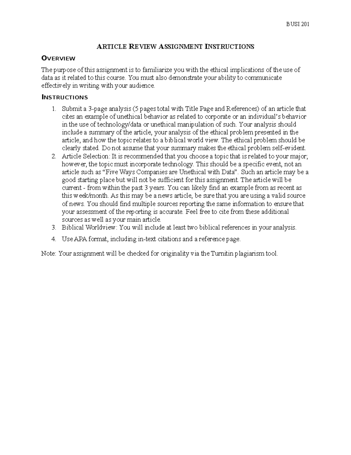 Article Review Assignment Instructions Busi 201 Article Review Assignment Instructions Article Review Assignment Instructions Busi 201 Article Review Assignment Instructions