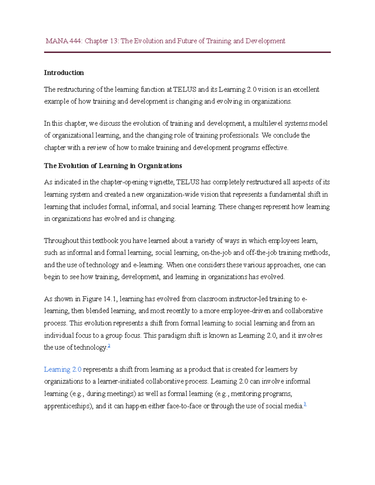 MANA 444 Chapter 14 - Notes for lectures MANA 4444 - MANA 444: Chapter ...