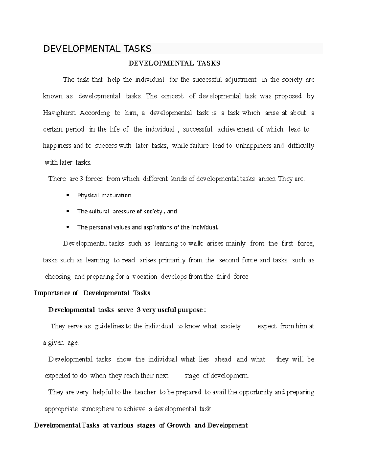 Dvelopmental task - Important notes on education psychology for ...