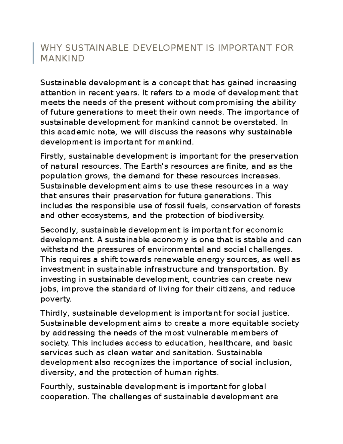 WHY Sustainable Development IS Important FOR Mankind - WHY SUSTAINABLE ...