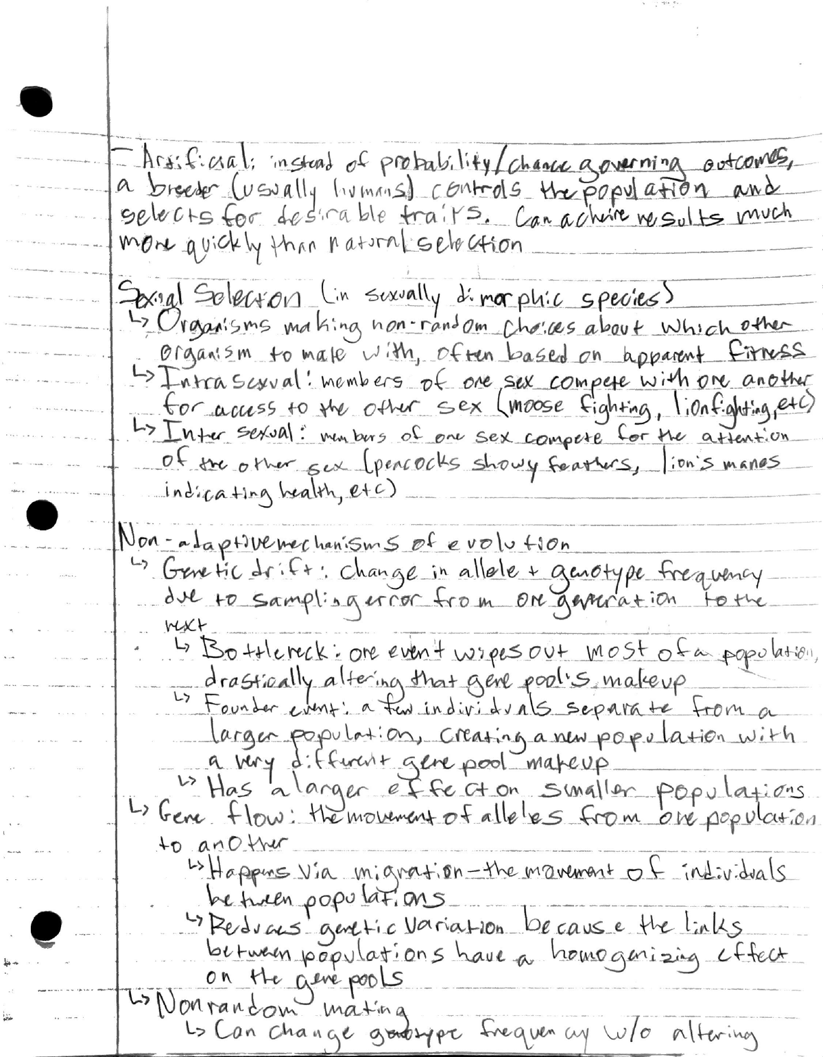 Selection, evolution types - BIOL 2108K - Studocu