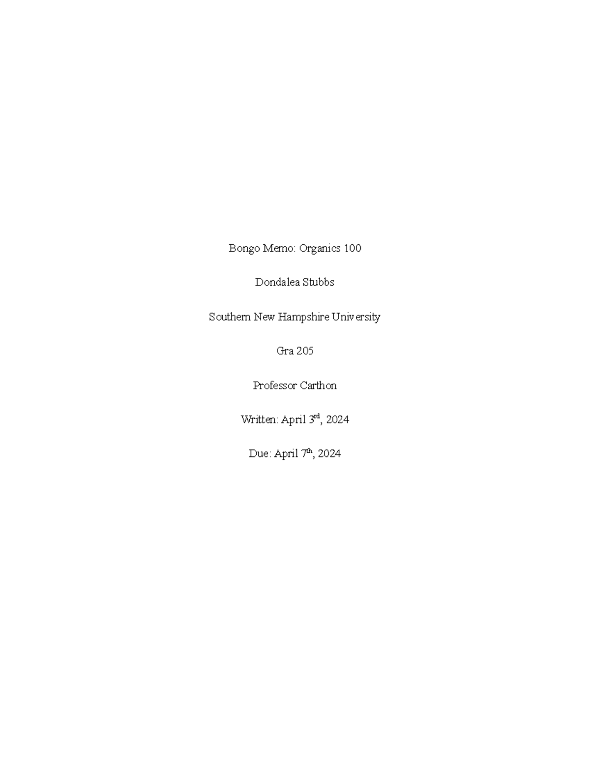 Bongo Memo - read t - Bongo Memo: Organics 100 Dondalea Stubbs Southern ...