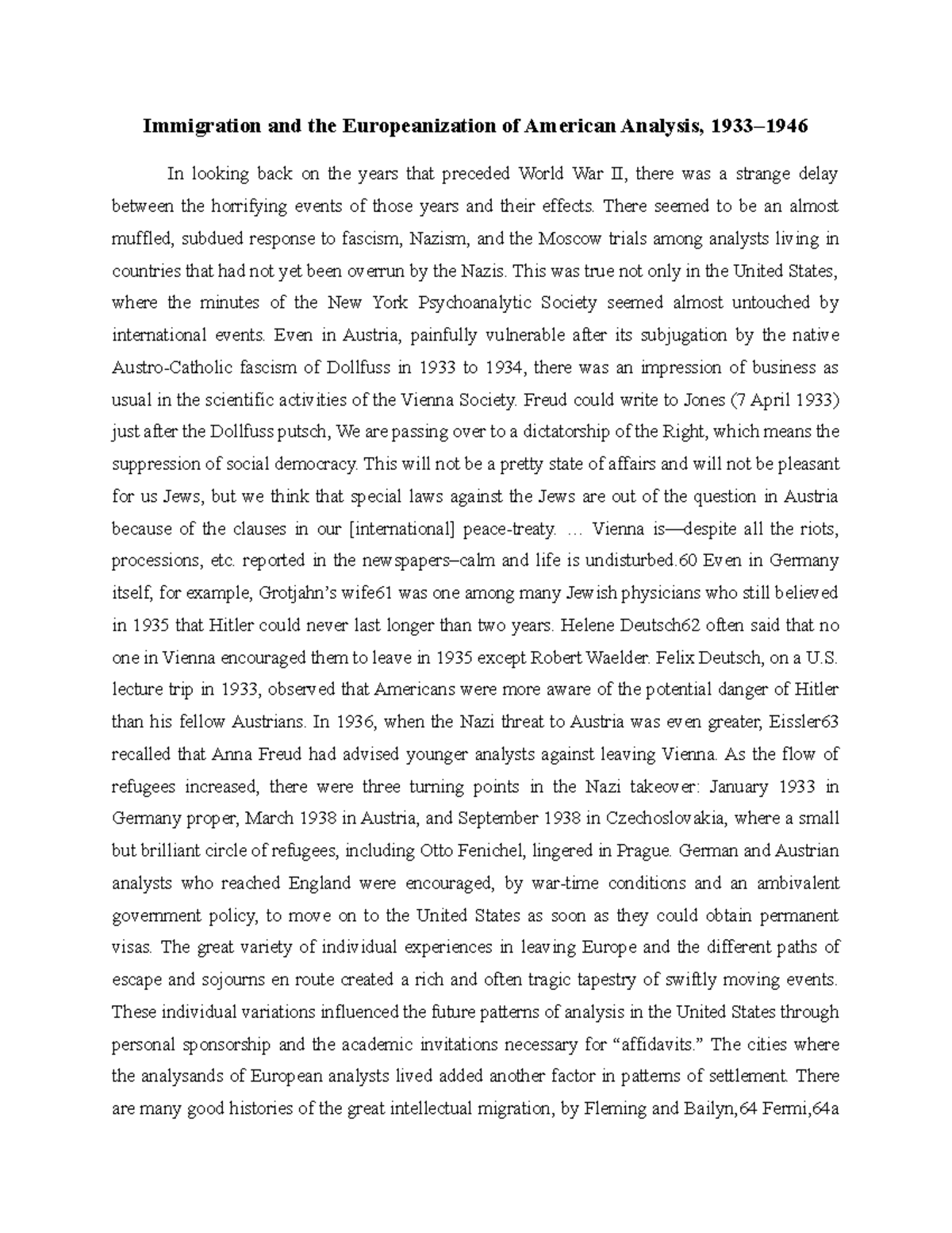 Immigration and the Europeanization of American Analysis - There seemed ...