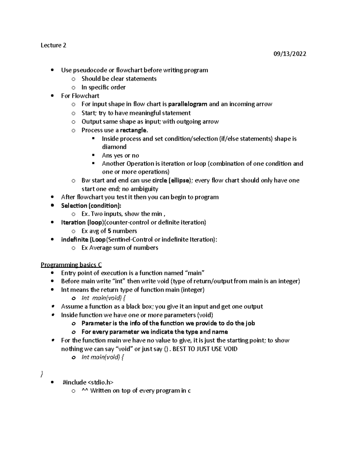 Chapter 1 notes - comp 1400 - Lecture 2 09/13/ Use pseudocode or ...