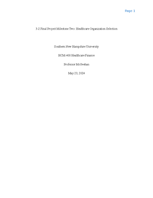 HCM 345 Module 5 Milestone 2 - 5-1 Final Project Milestone Two: Draft ...