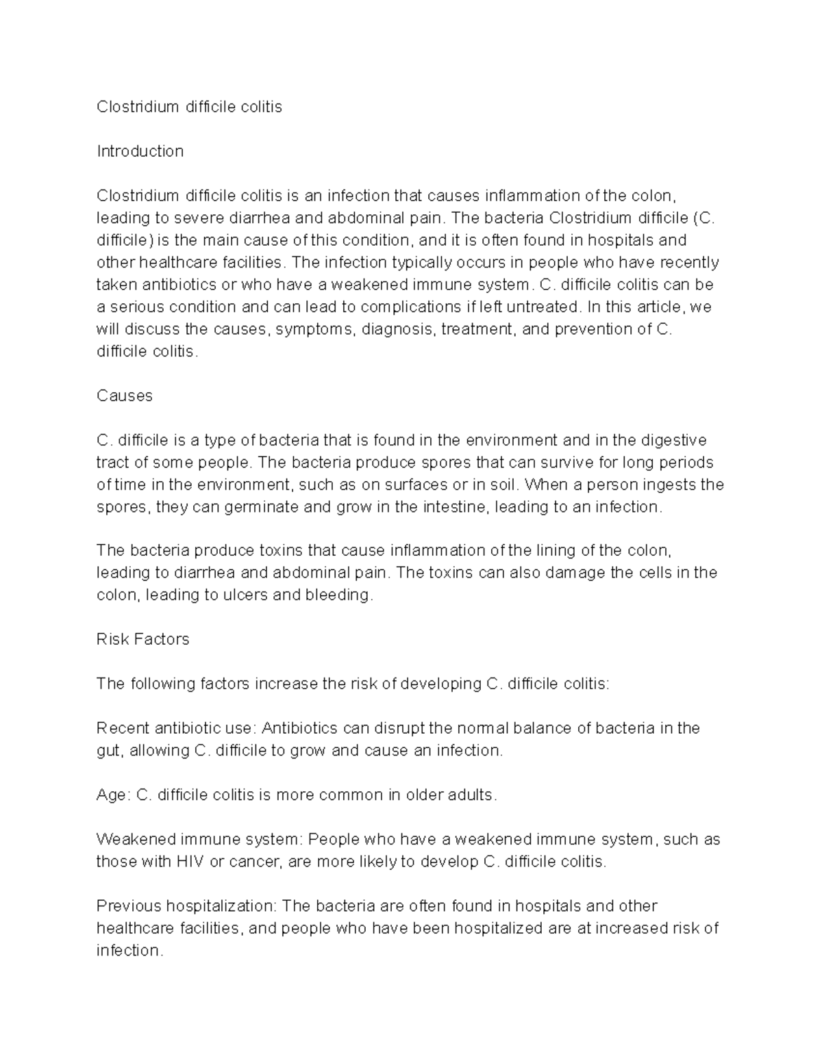 Clostridium difficile colitis - Clostridium difficile colitis ...
