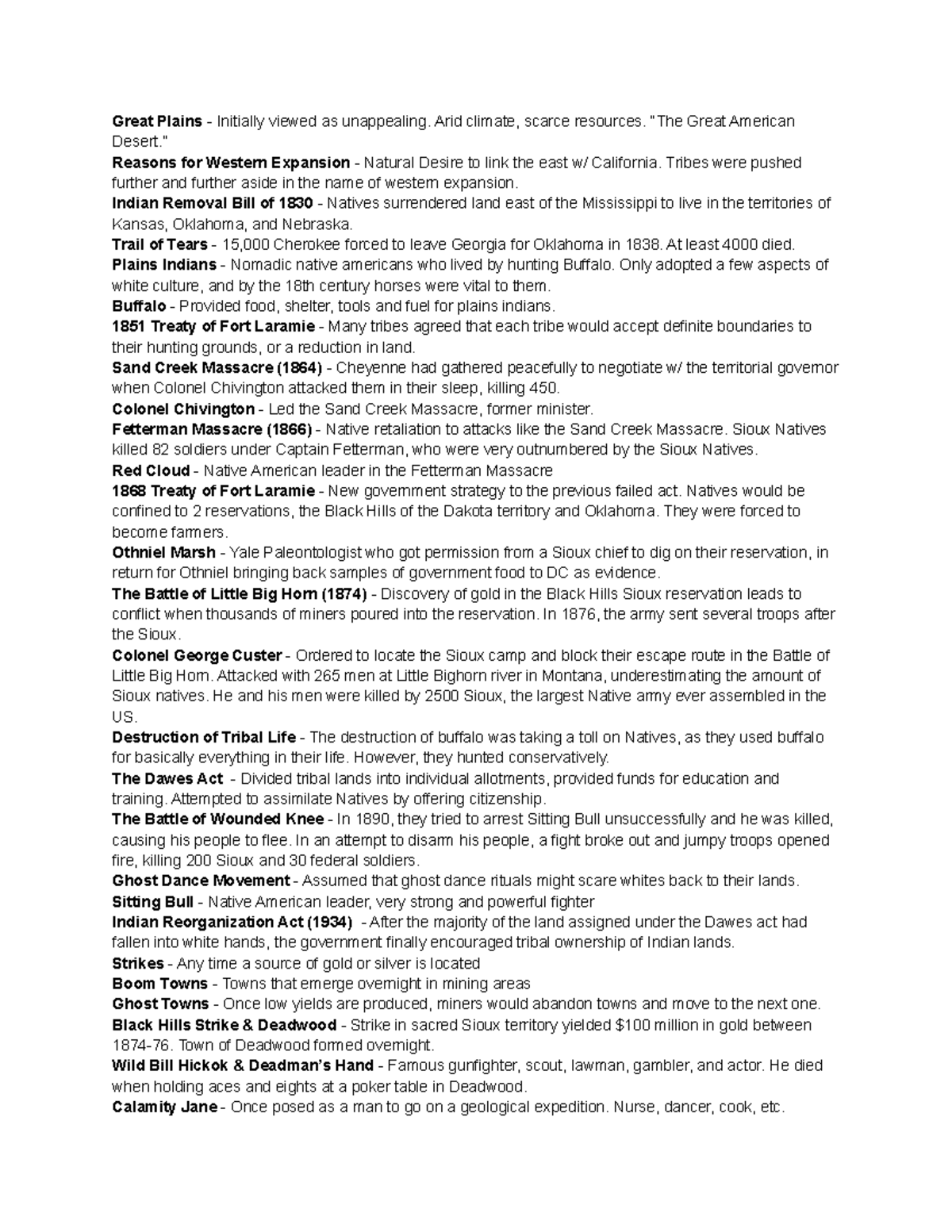 Western Expansion Key Terms Great Plains Initially viewed as