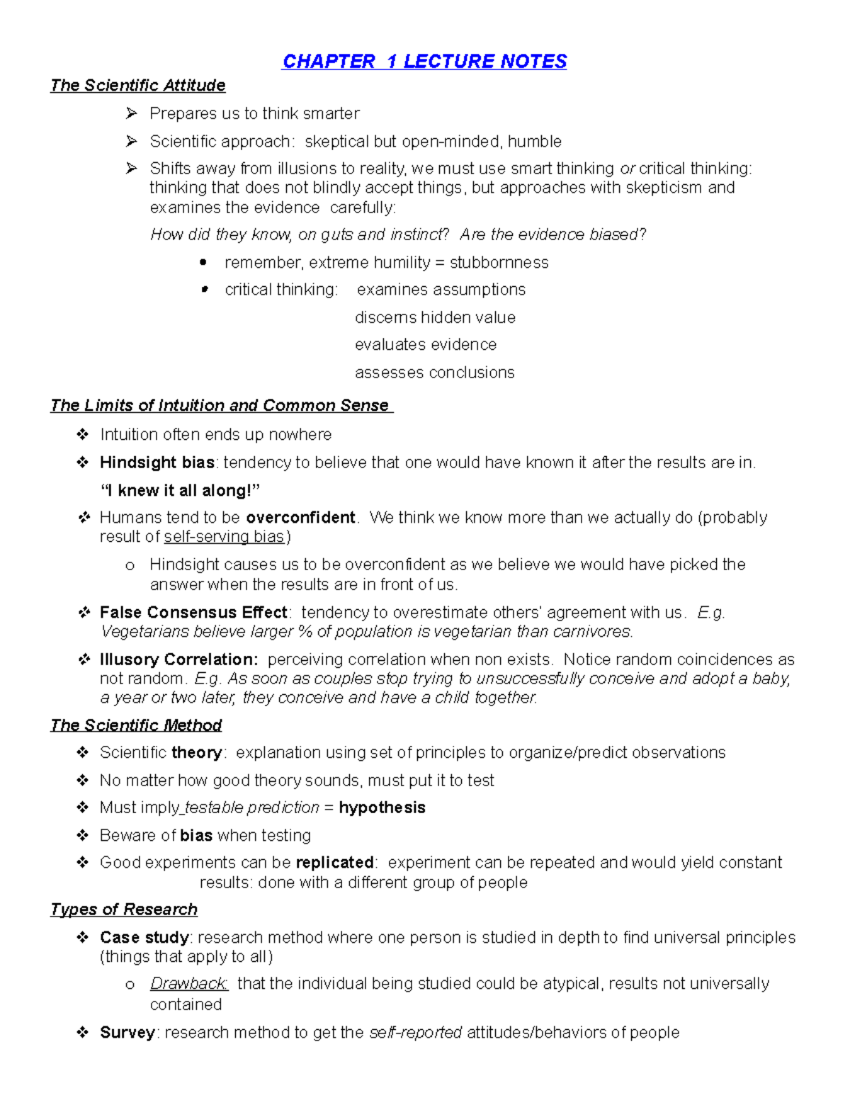 Ch01 Psychology Scientific Attitude Chapter 1 Lecture Notes The Ch01 Psychology Scientific Attitude Chapter 1 Lecture Notes The