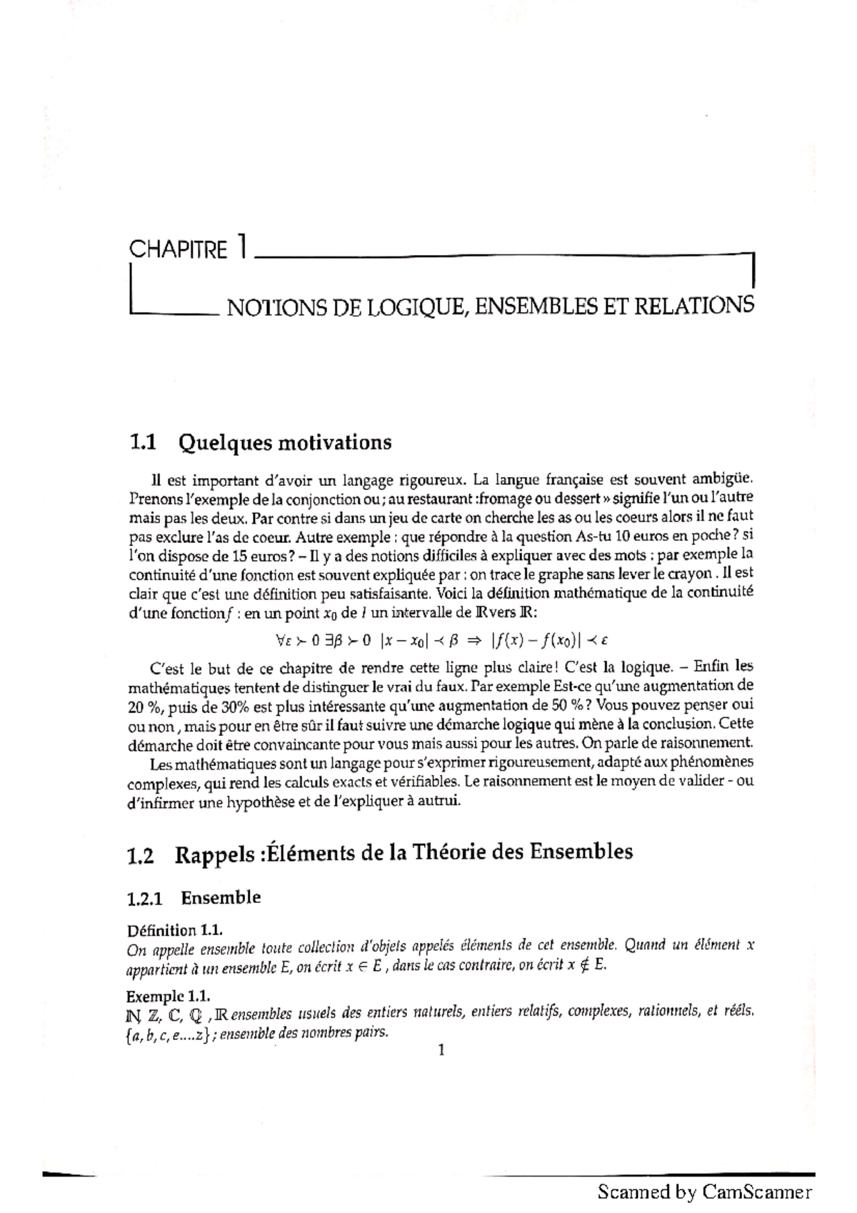 Notions de logique, Ensembles et Relations stpi 1 - CHAPITRE 1 NOTIONS ...
