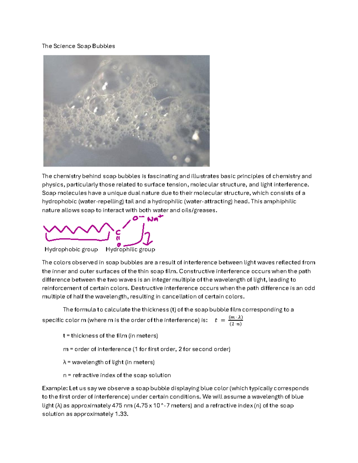 picturing chemistry The Science Soap Bubbles The chemistry behind