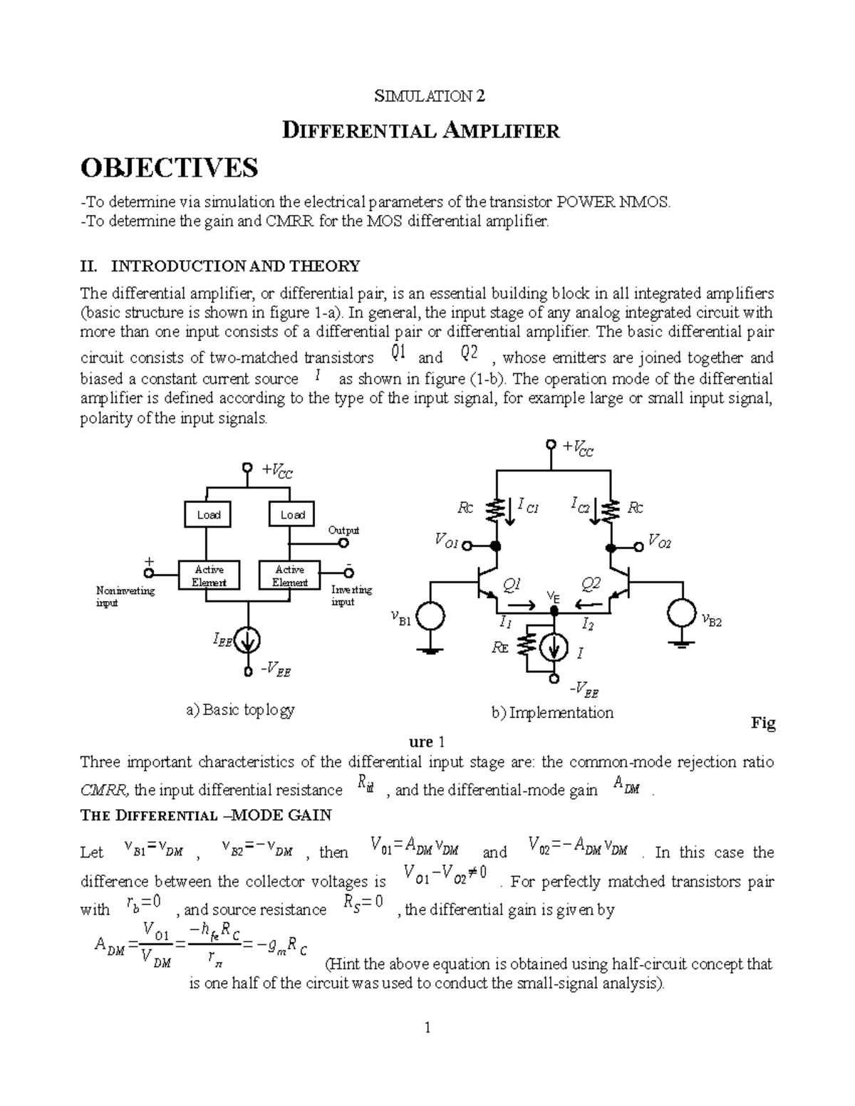 Seminar assignments lab 2 differential amplifier SIMULATION 2