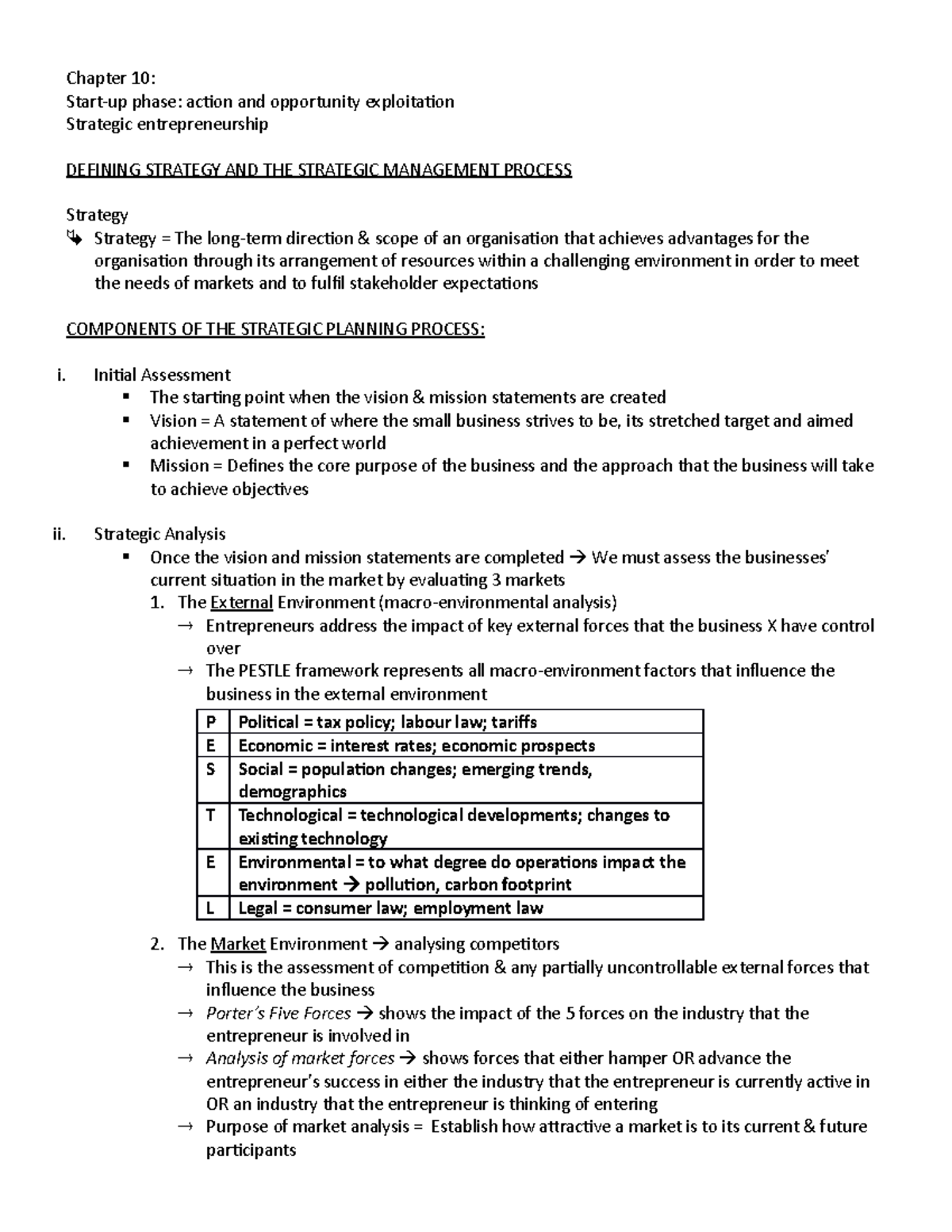 Chapter 10 - summaries from slides - Chapter 10: Start-up phase: action ...