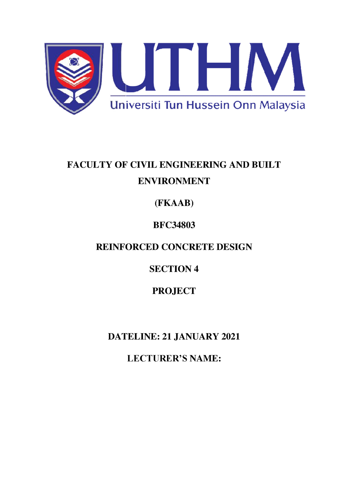 BC34803 S4 RCD Projek Group 6 FULL (2) - Reinforced Concrete 