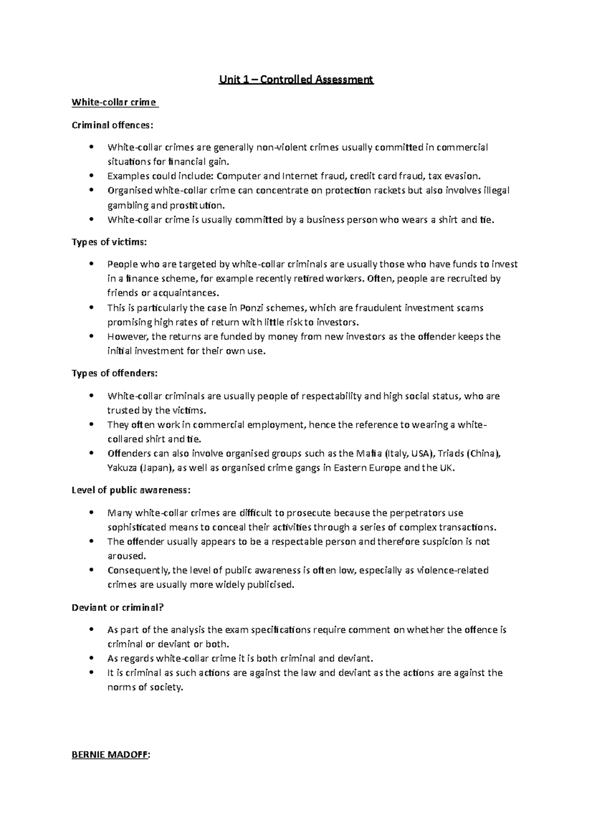 Unit 1 - Changing Awareness of Crime - Unit 1 – Controlled Assessment ...