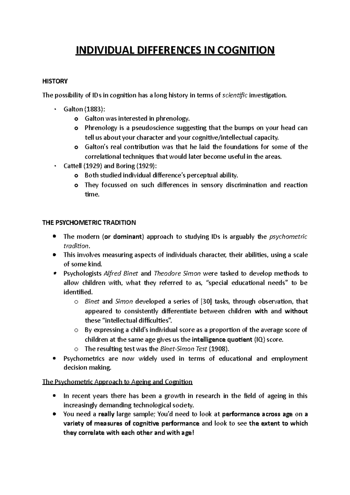 Individual differences in cognition individual differences in