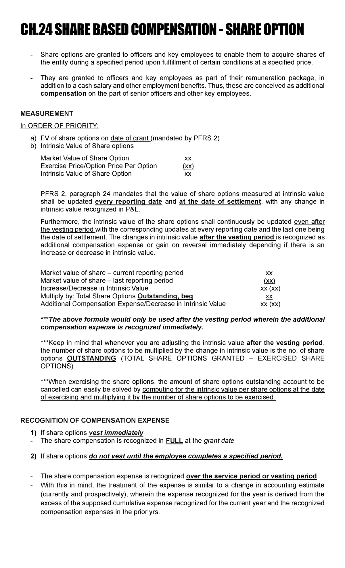 Share Based Compensation Share Options final - CH SHARE BASED ...