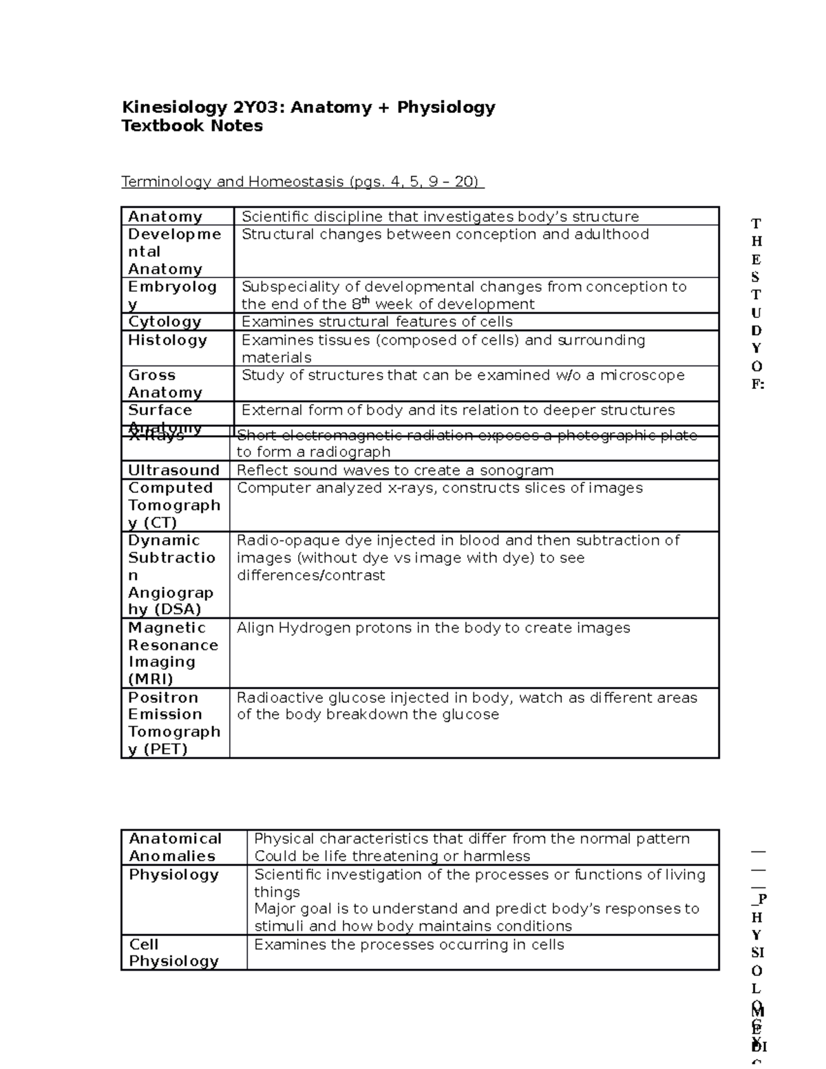 Summary - Textbook Lectures - Kinesiology 2Y03: Anatomy Physiology ...