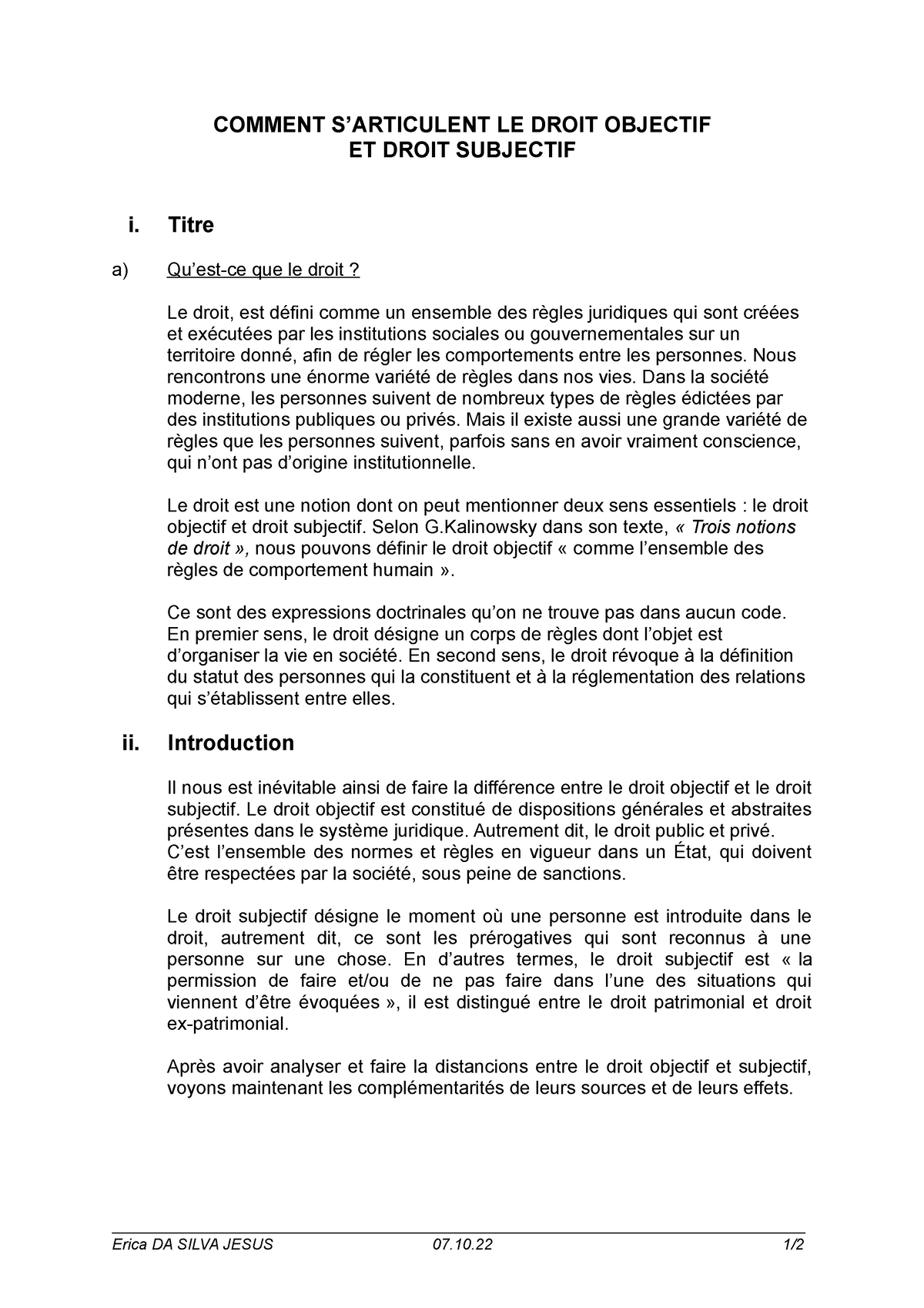 dissertation le droit subjectif