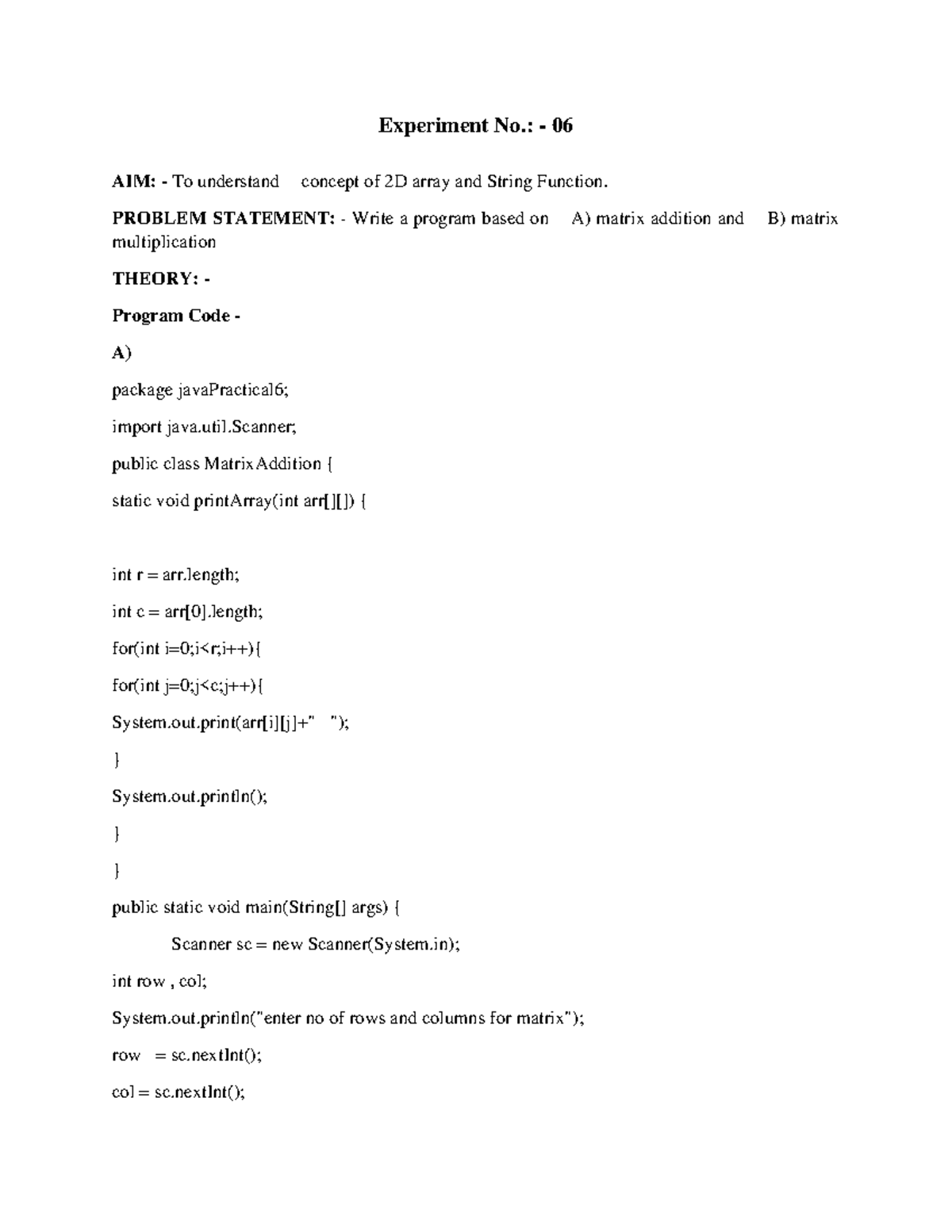 OOPM Mumbai University Exp-6 - Experiment No.: - 06 AIM: - To ...