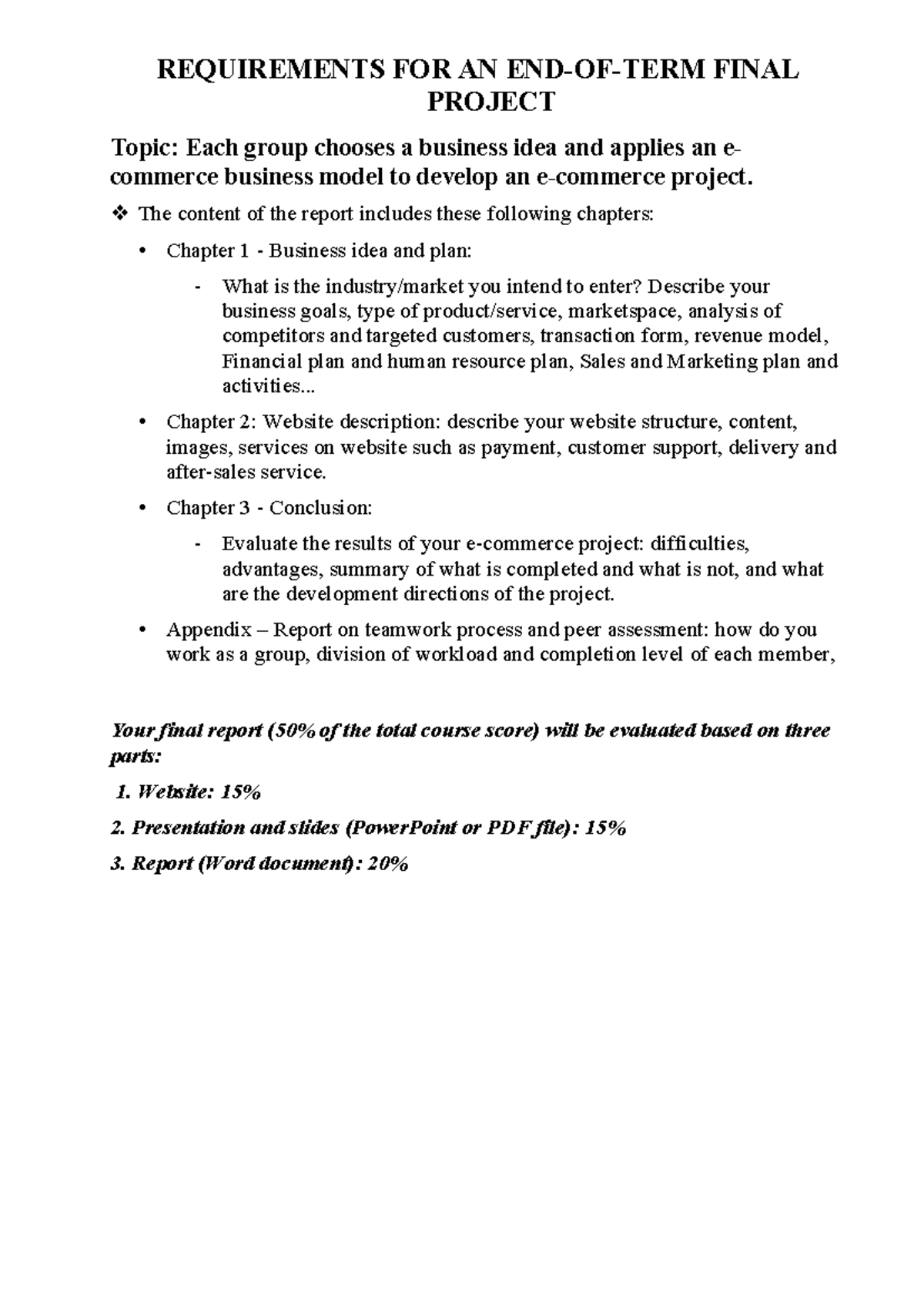 Final project requirements - REQUIREMENTS FOR AN END-OF-TERM FINAL ...