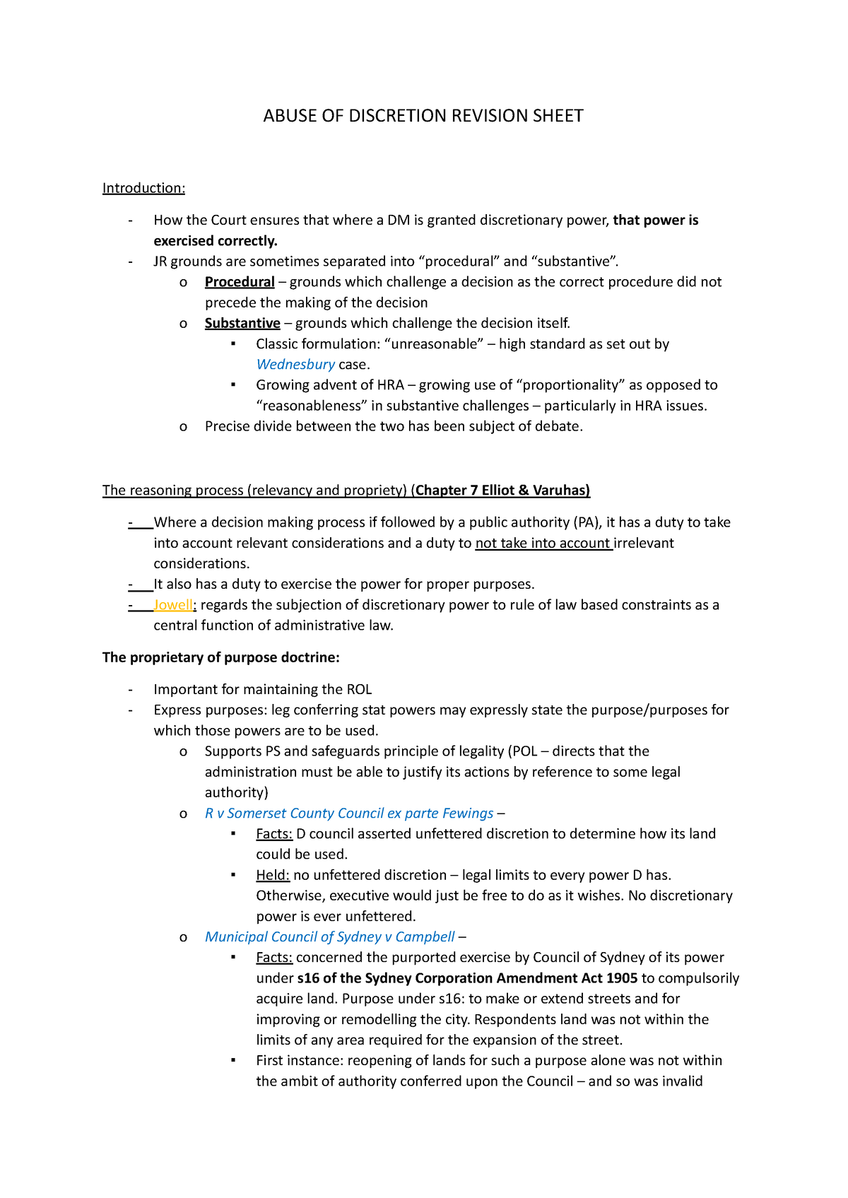 Final Abuse OF Discretion Revision Sheet 1 - ABUSE OF DISCRETION ...