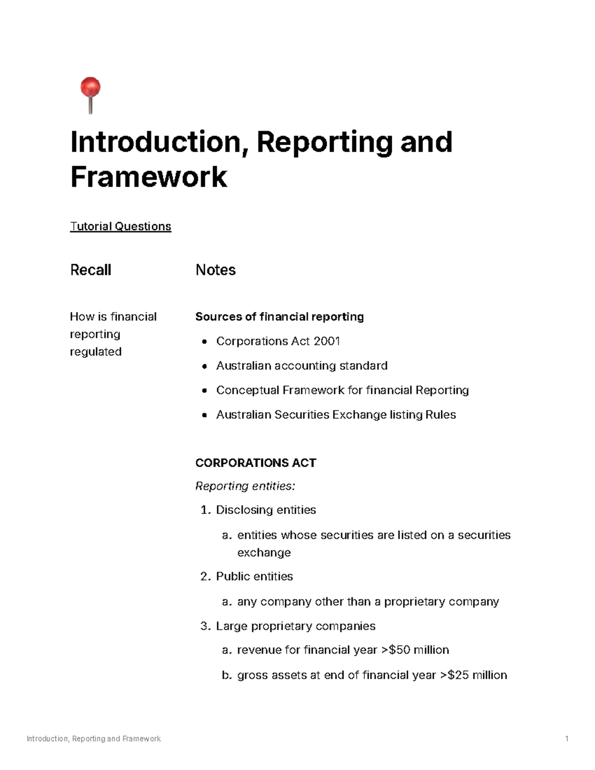 Introduction, Reporting and Framework (Week 1) - 2024 - 📍 Introduction ...