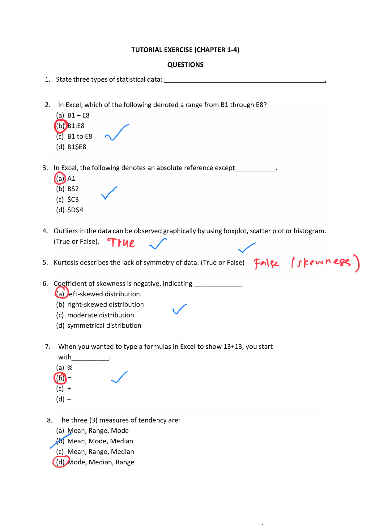 Tutorial Exercise (Chapter 1-4) Questions - TUTORIAL EXERCISE (CHAPTER ...