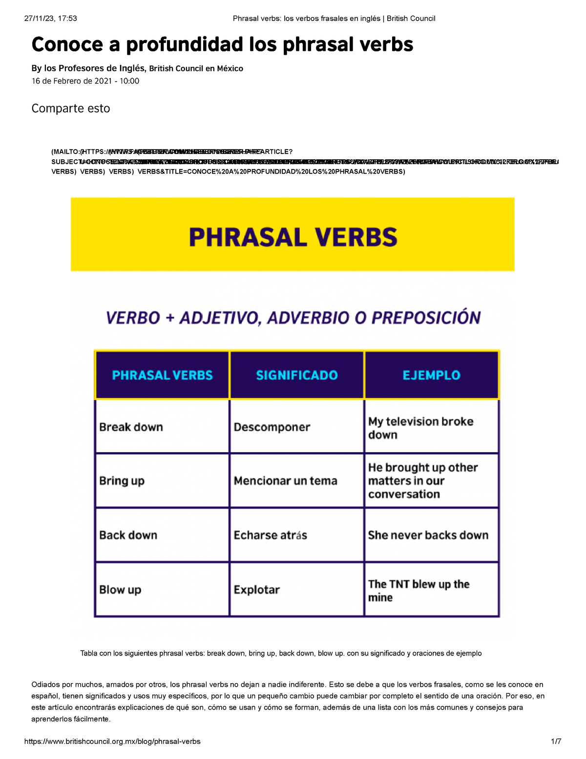Academia Learning - ¿Conocíais el significado de estos phrasal verbs? 😉  Son algunos de los más utilizados en el inglés coloquial que os pueden ser  muy útiles 💡 Dejad en comentarios los