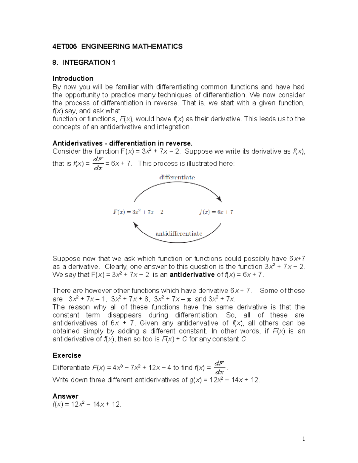 4ET005 Lec8 Integration - 4ET005 ENGINEERING MATHEMATICS 8. INTEGRATION ...