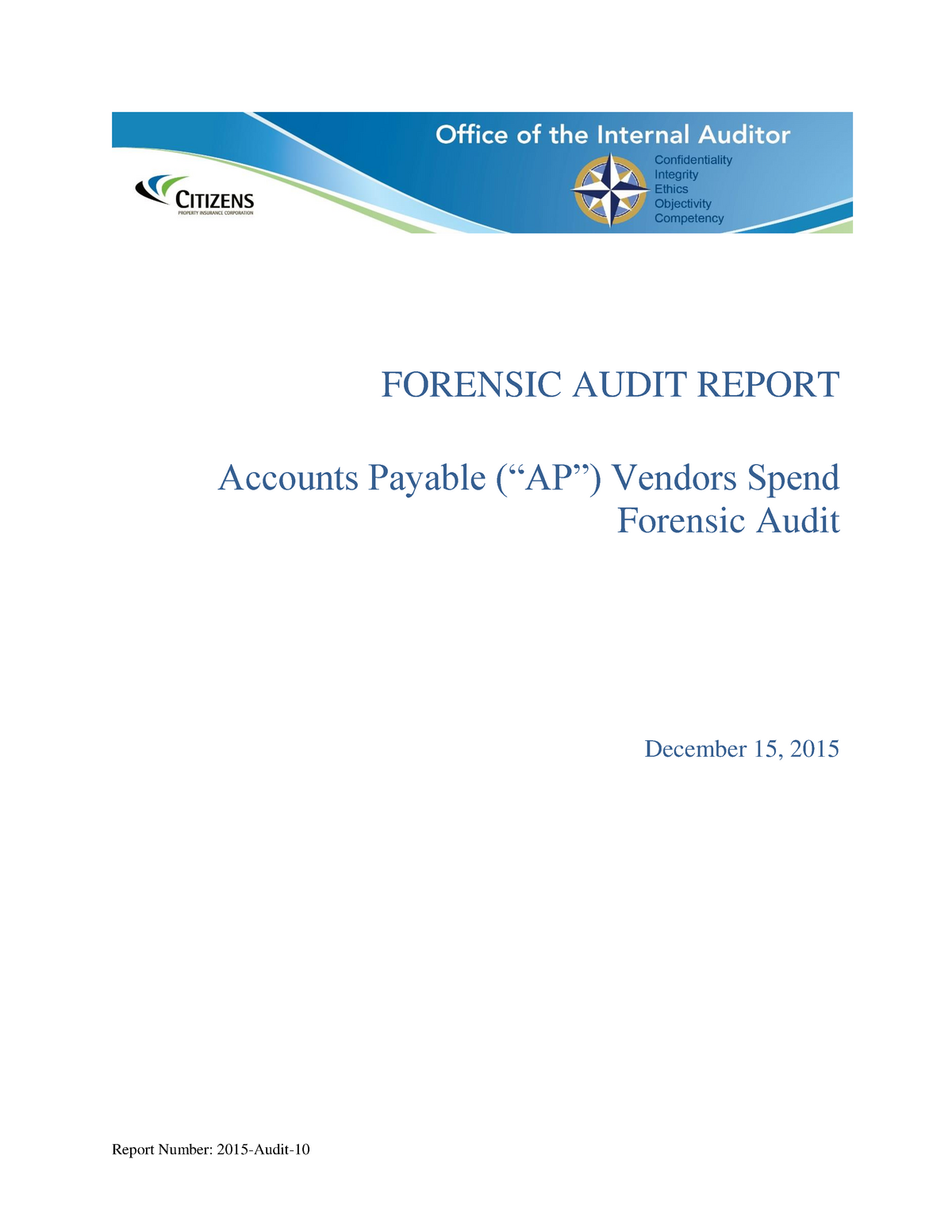 Accounts Payable Forensic Audit Report Sample - Report Number Throughout Forensic Accounting Report Template