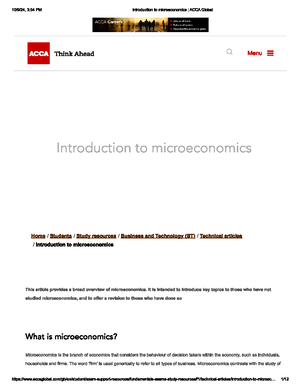 Introduction to Microeconomics Assignment 1 - National Institute of ...