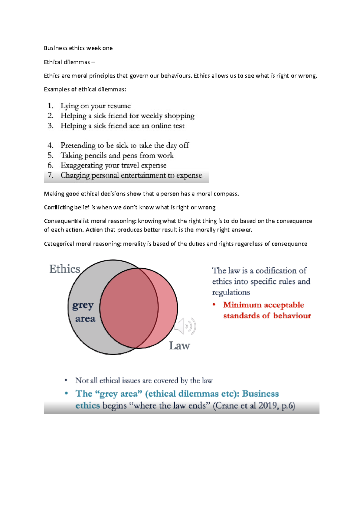 WEEK1 Ethical Dialemmas - Business Ethics Week One Ethical Dilemmas ...