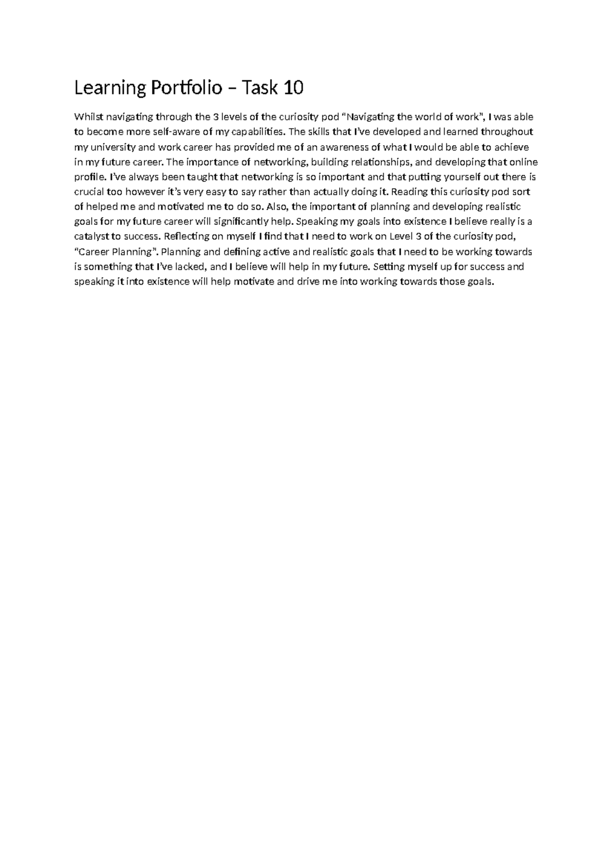 Learning Portfolio - Task 10: Navigating Career Goals - Learning ...