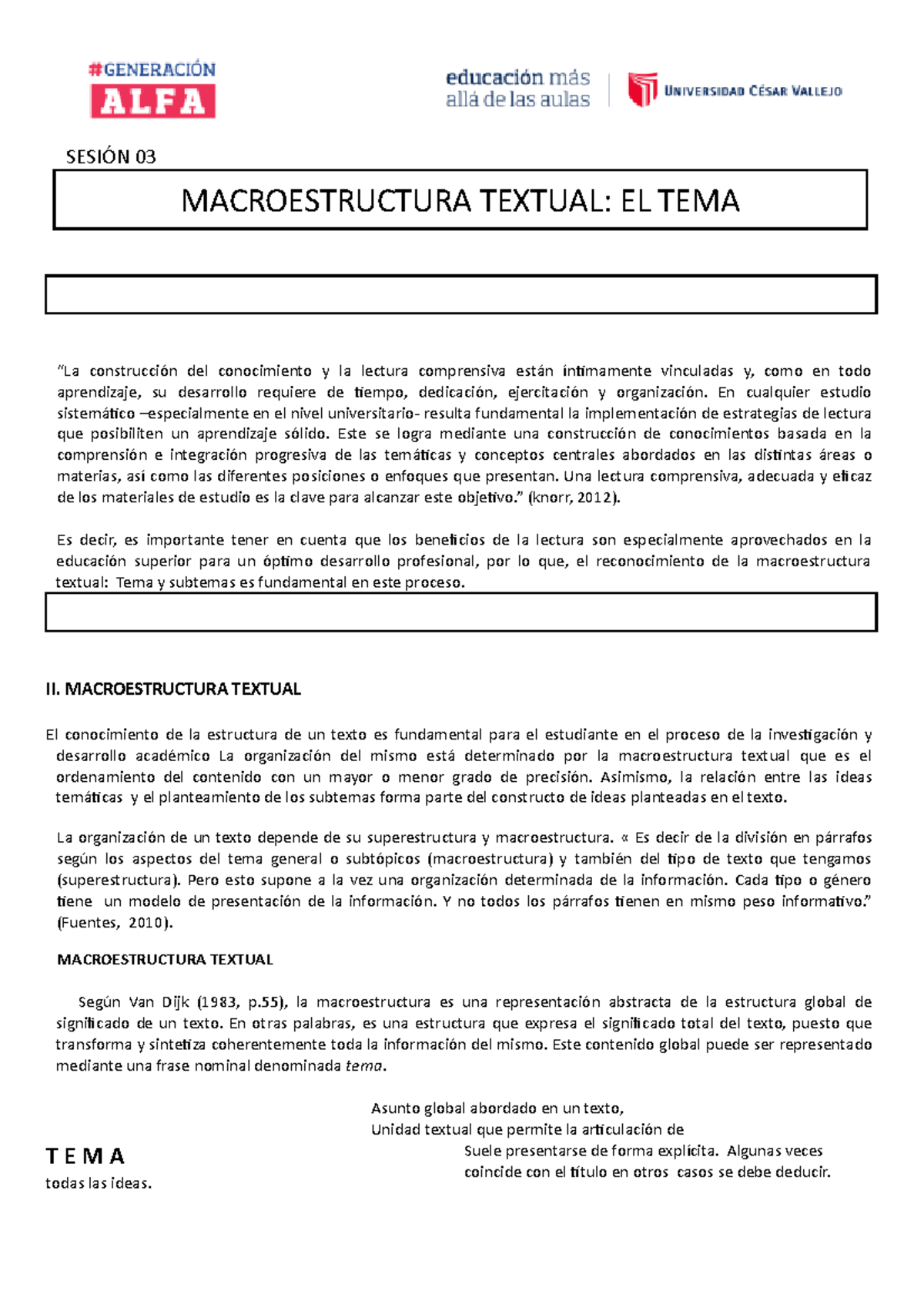 Macroestructura Textual De Comunicaci N Sesi N Macroestructura Textual El Tema