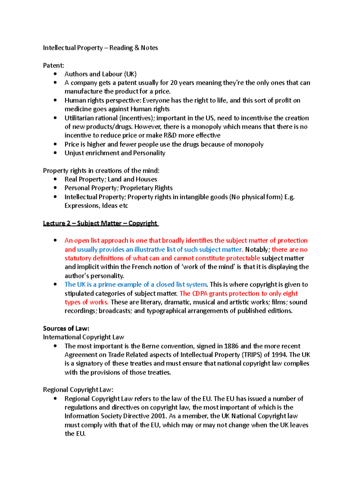 Intellectual Property Reading - Intellectual Property – Reading & Notes ...