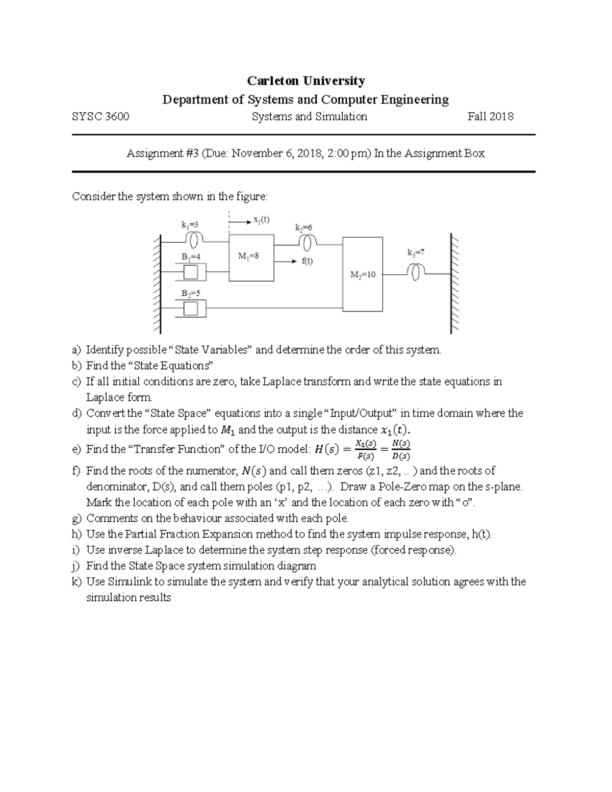 A3 - assignment 3 questions - Carleton University Department of Systems ...