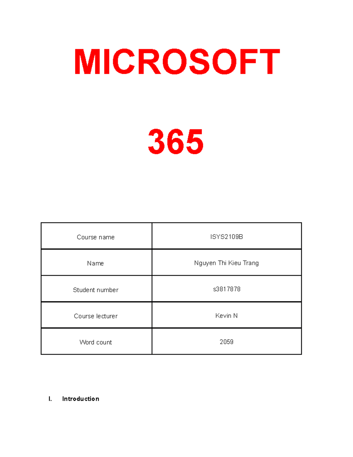 assignment on microsoft company