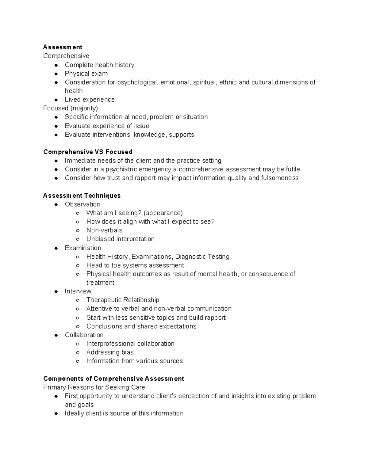 Week 2: Mental Health Assessment - Assessment Comprehensive Complete ...