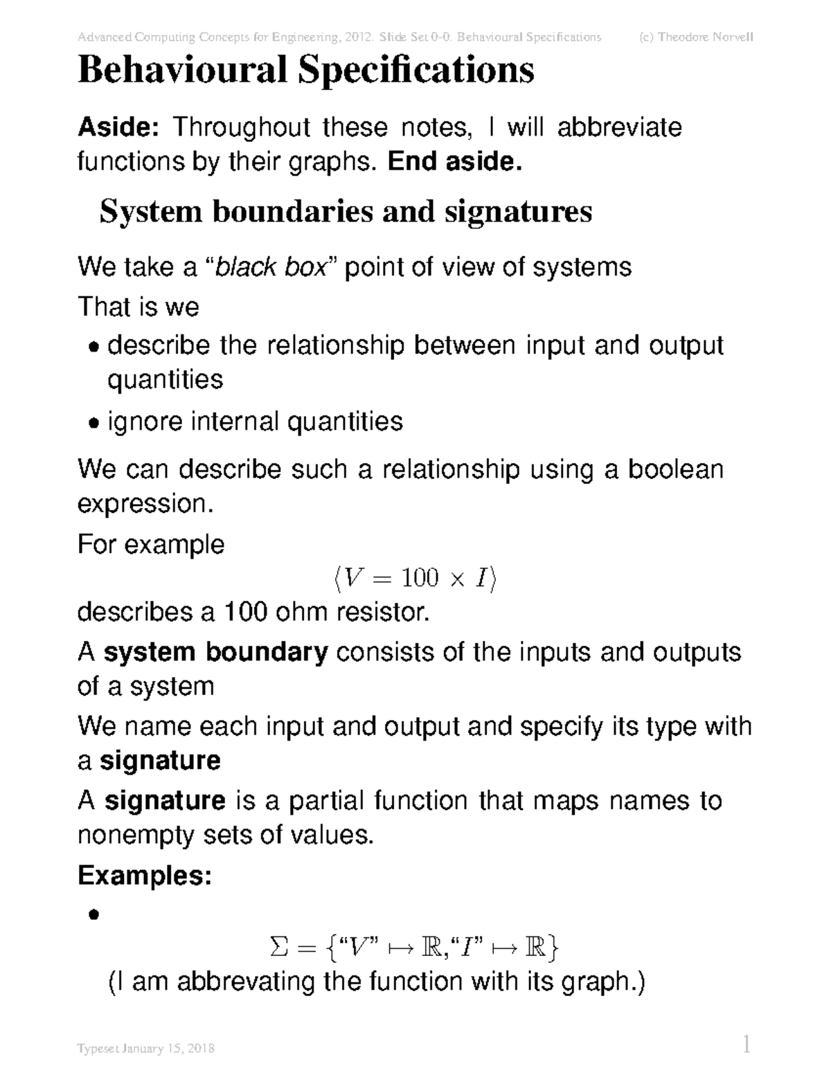 0-0 Behavioural specifications - Behavioural Specifications Aside ...